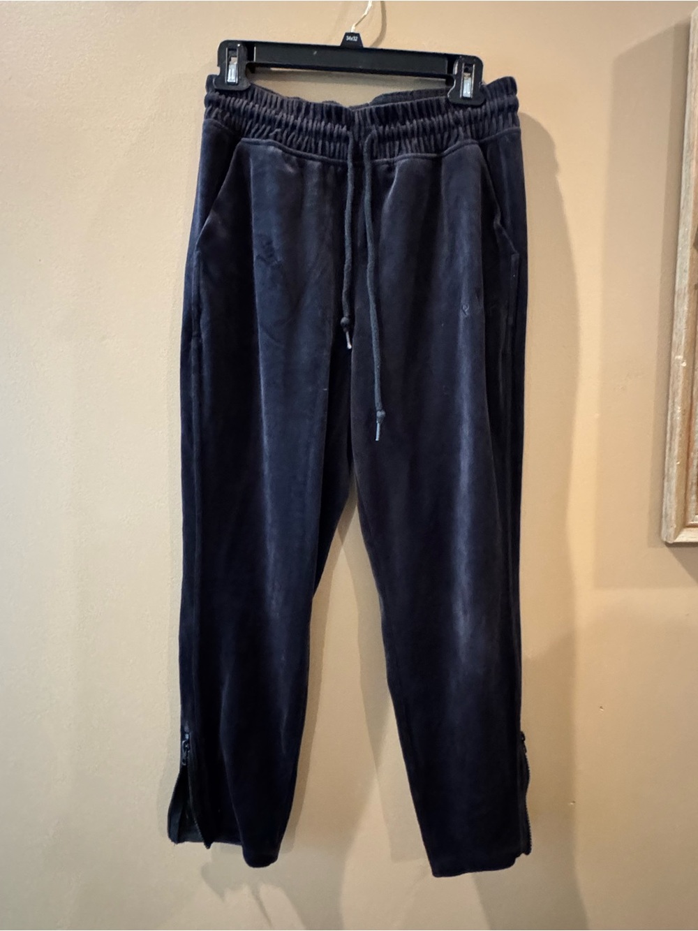 PINK Victoria's Secret Black Velour Drawstring Joggers
